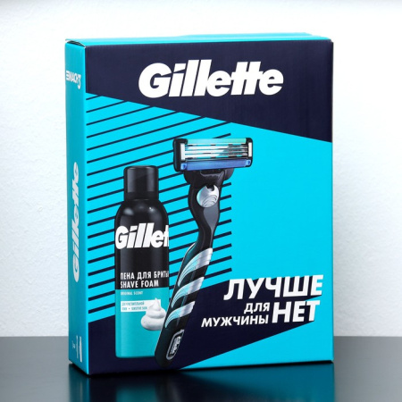 Gillete Mach3 (Бритва со сменной касетой + Пена для чувствительной кожи 200 мл) набор